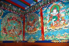 09 Paintings Of Wheel Of Life And Virudhaka, South Blue Guardian King, And Dhritarashtra, East White Guardian King At Tengboche Gompa Entrance
